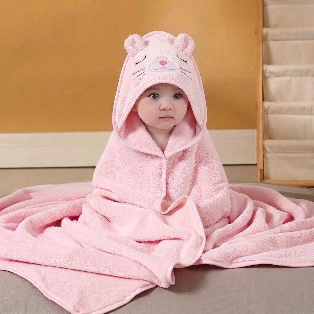 Hooded Bath Towel - Pink